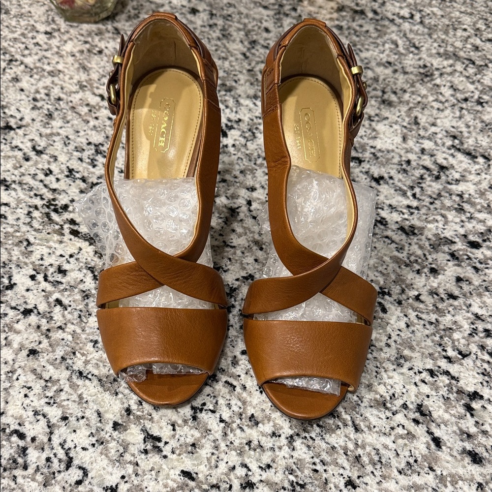 Coach Tan Leather Women's Heels